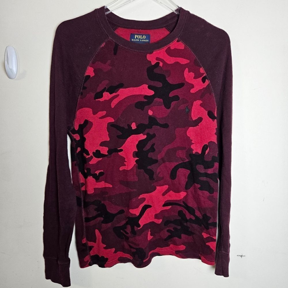 Polo Ralph Lauren Mens Maroon Camo Waffle Thermal Medium